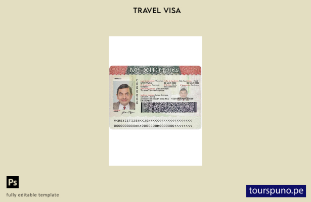 Plantilla de visa de México lista para imprimir